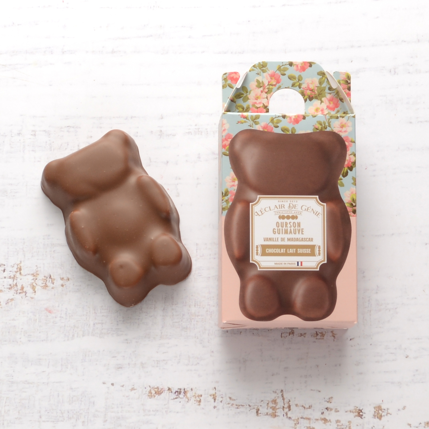 Coffret Ourson guimauve, réalisation sur-mesure pour L'Éclair de Génie
